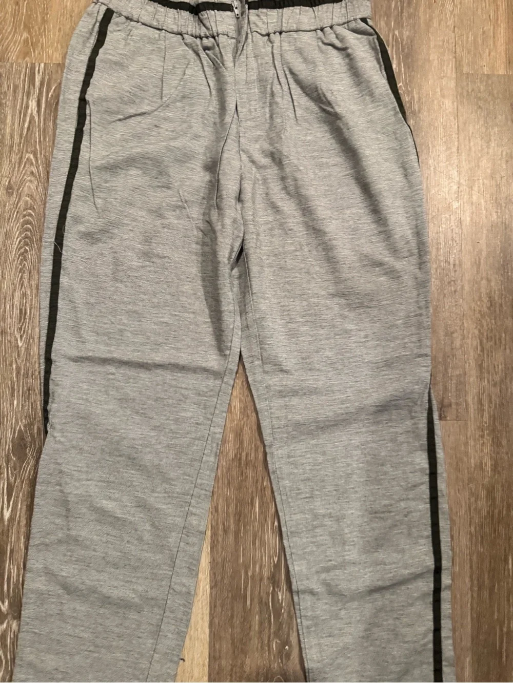 Zara trafuluc linen gray with green stripe trouser